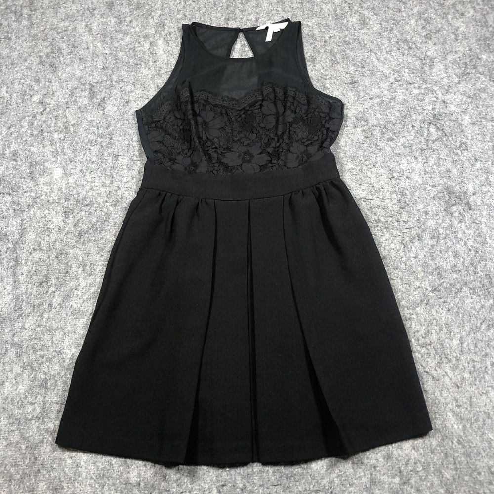 BCBGeneration Dress Womens 4 Black Lace Pleated Fit Flare Mini Cocktail Dress